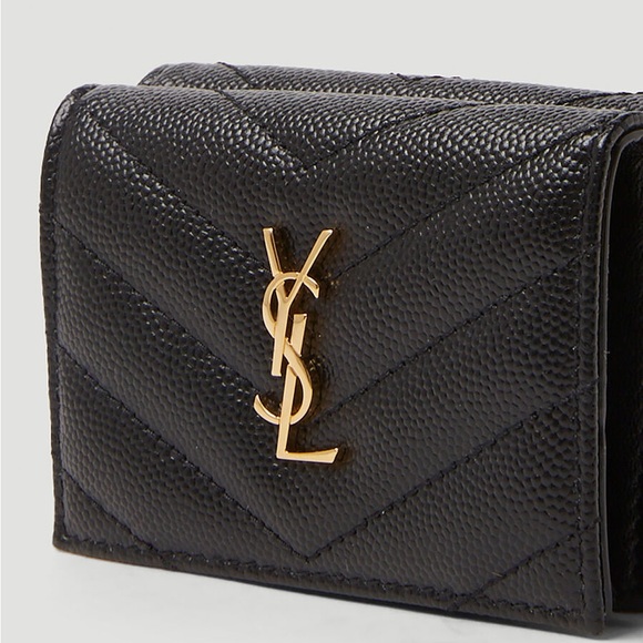 YSL CASSANDRE SAINT LAURENT MATELASSÉ ORIGAMI TINY WALLET GRAIN POUDRE EMBOSSED - Picture 5 of 17